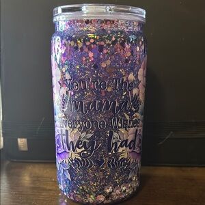 Plastic Glittery Purple Tumbler 16oz